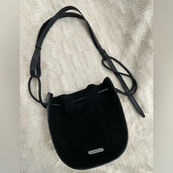 Rebecca Minkoff Black Crossbody Suede & Leather Shoulder Bag - Picture 2 of 12